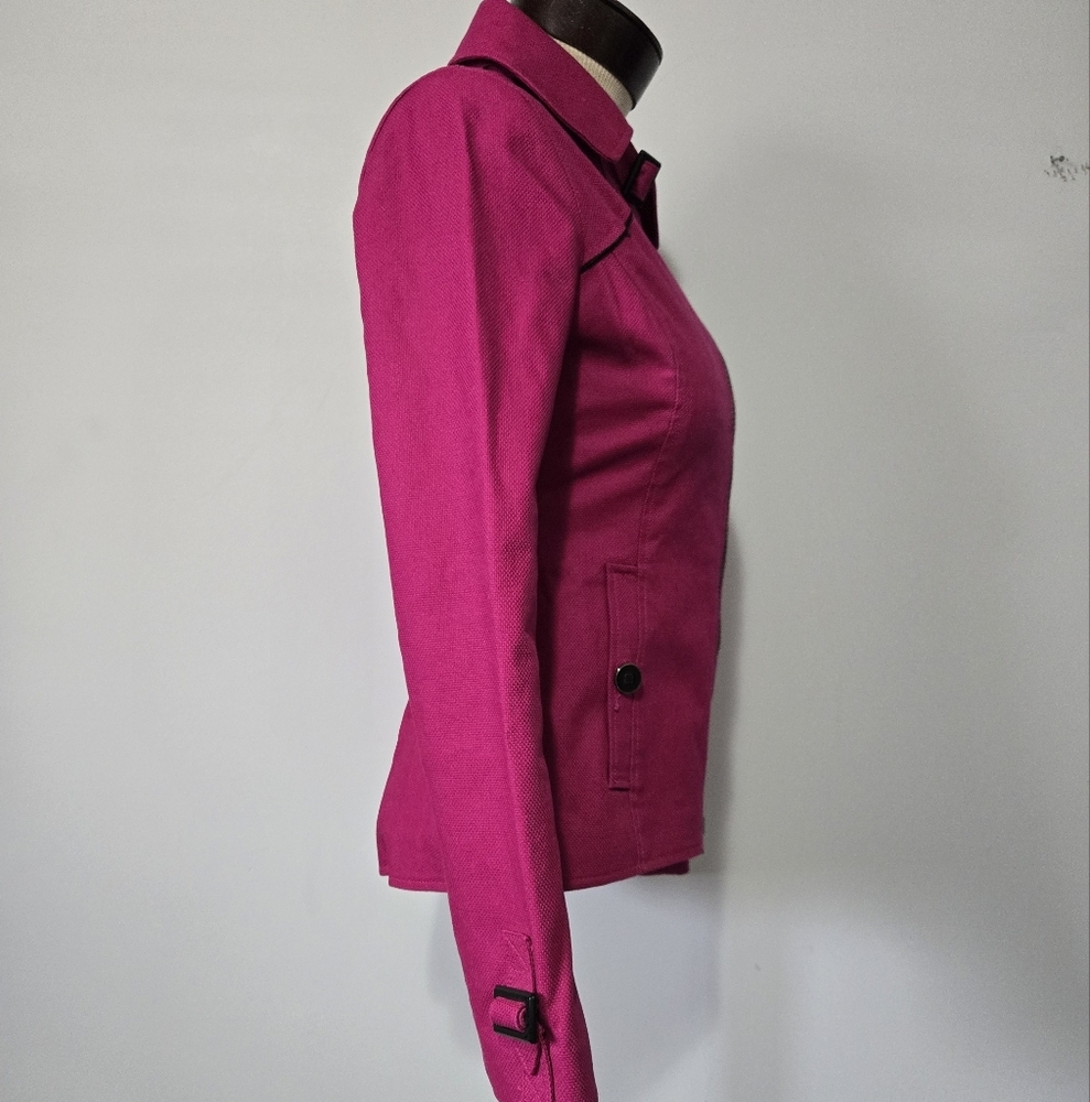 SOIA & KYO Pink Asymmetrical Zip Jacket With Neck Strap. Size XS - Picture 3 of 16